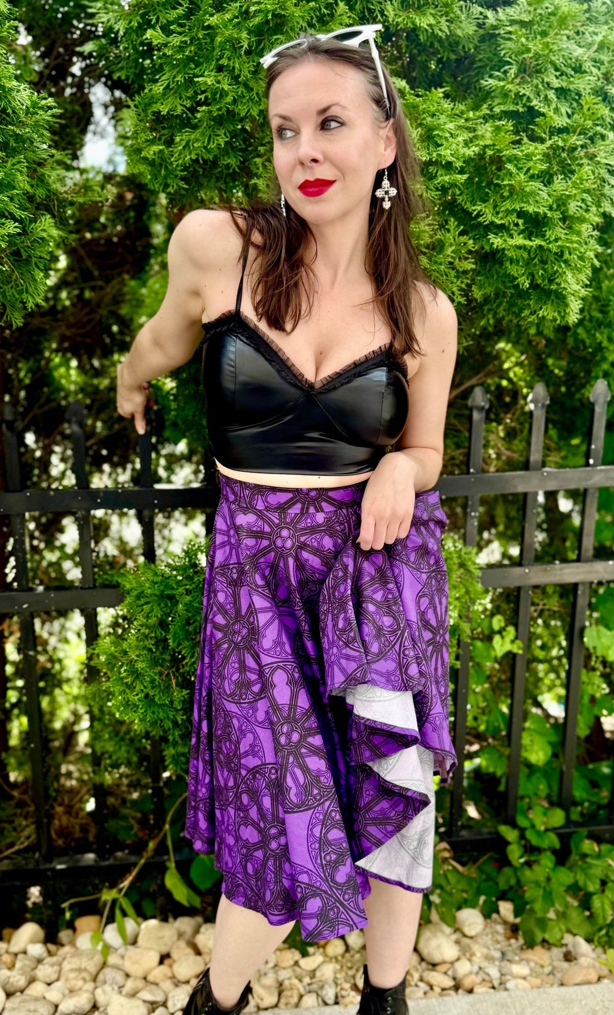 Purple Rose Window Circle Skirt - Angel's House of Design Co.