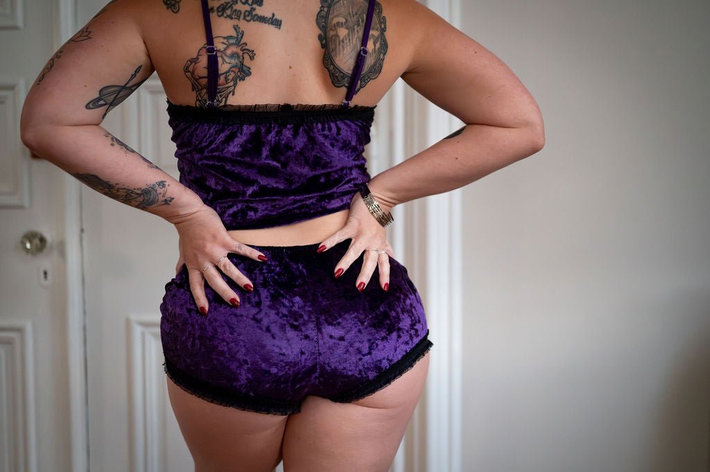 Purple Velvet Shorties - Angel's House of Design Co.