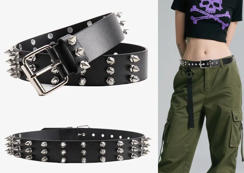 Pyramid Spikes 3 Row Unisex Belt - Angel's House of Design Co.