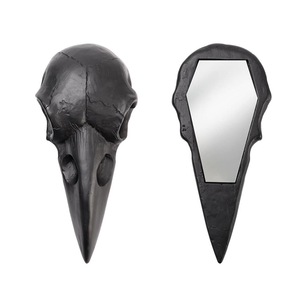 Raven Skull Hand Mirror - Black - Angel's House of Design Co.