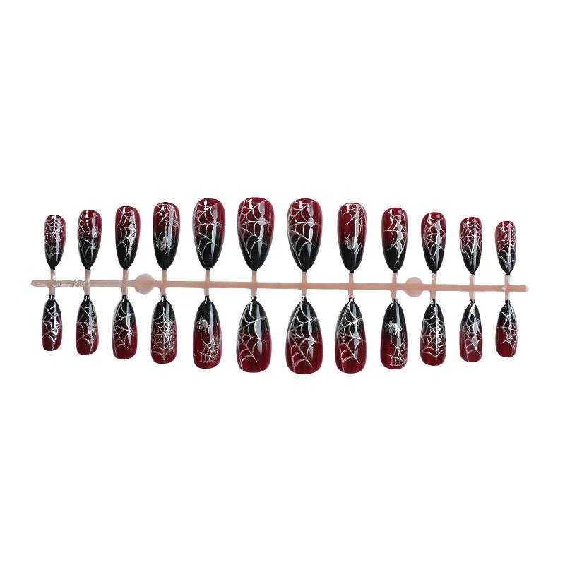 Red and Black Spiderweb Nails - Angel's House of Design Co.