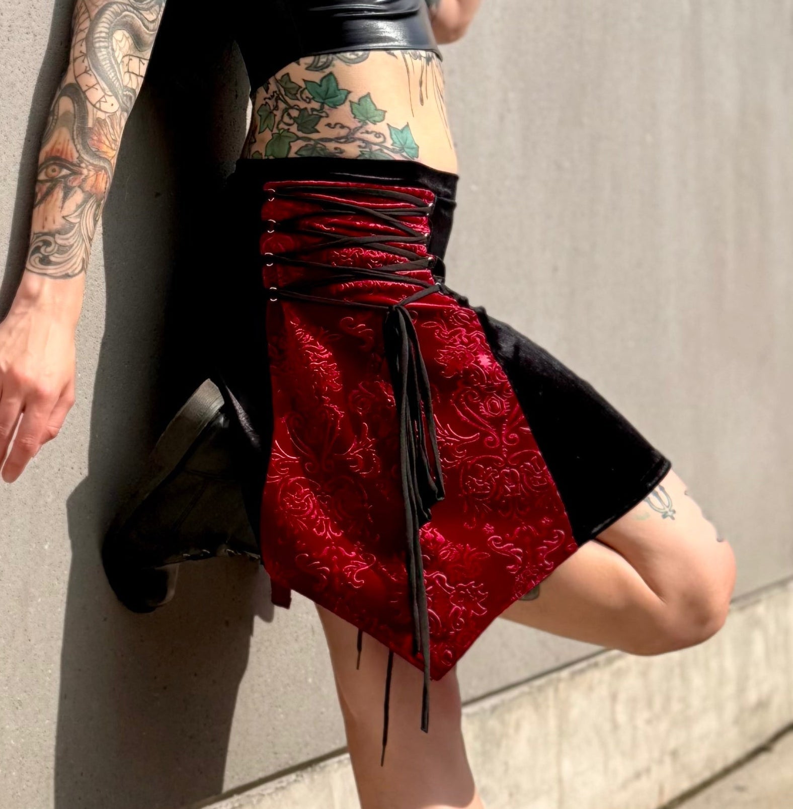 Red & Black Pinafore Skirt - Angel's House of Design Co.