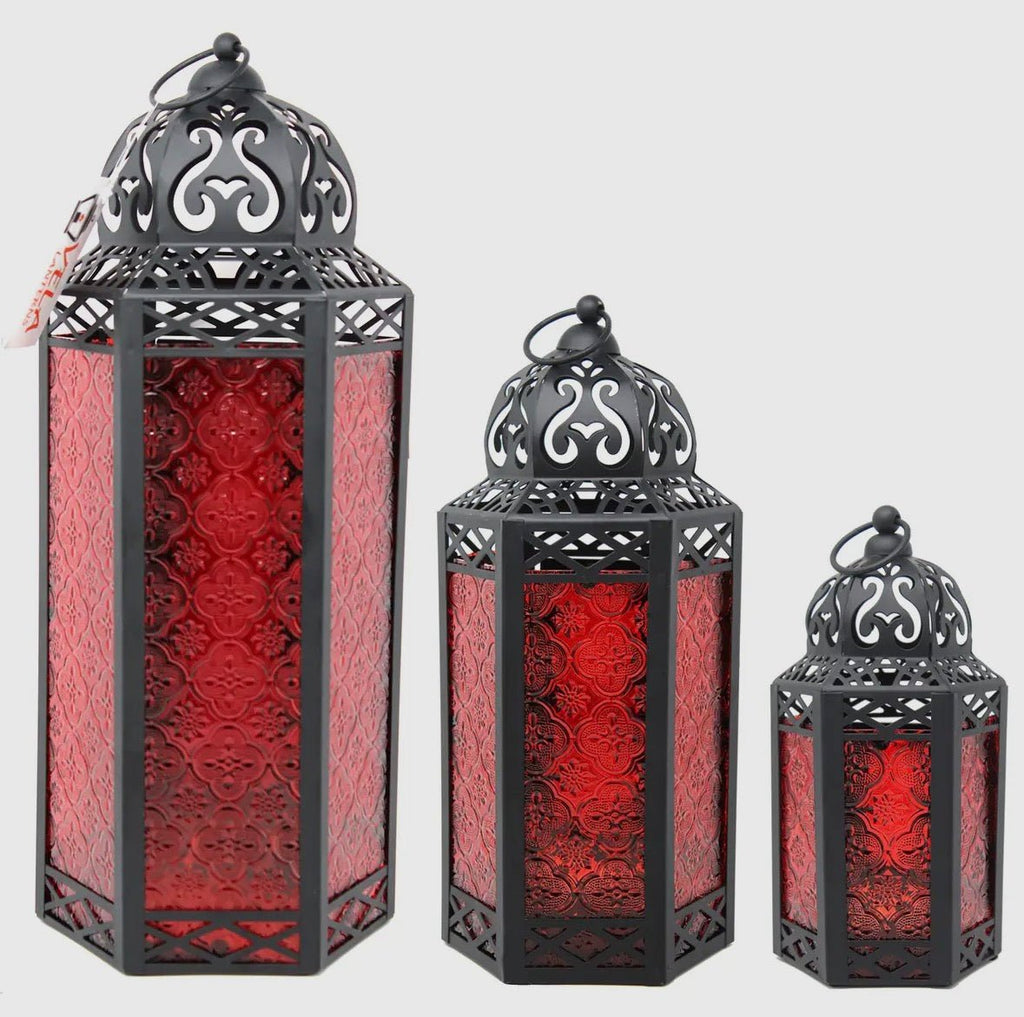 Red Moroccan Candle Lantern - Angel's House of Design Co.