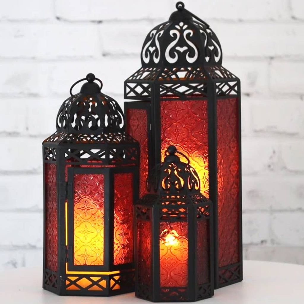 Red Moroccan Candle Lantern - Angel's House of Design Co.