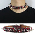 Red or Purple Leopard Rhinestone and Spike Collar/Choker - Angel's House of Design Co.