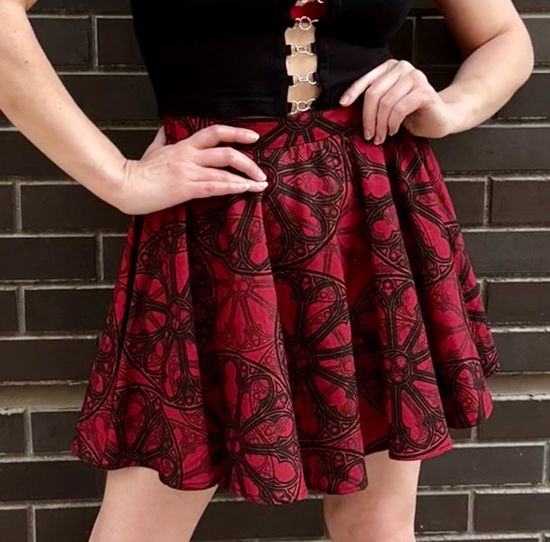 Red Rose Window Circle Skirt - Angel's House of Design Co.