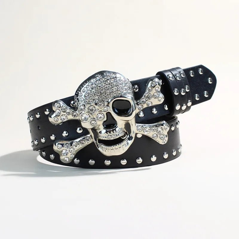 Rhinestones Skull and Cross Bone Belt - Angel's House of Design Co.