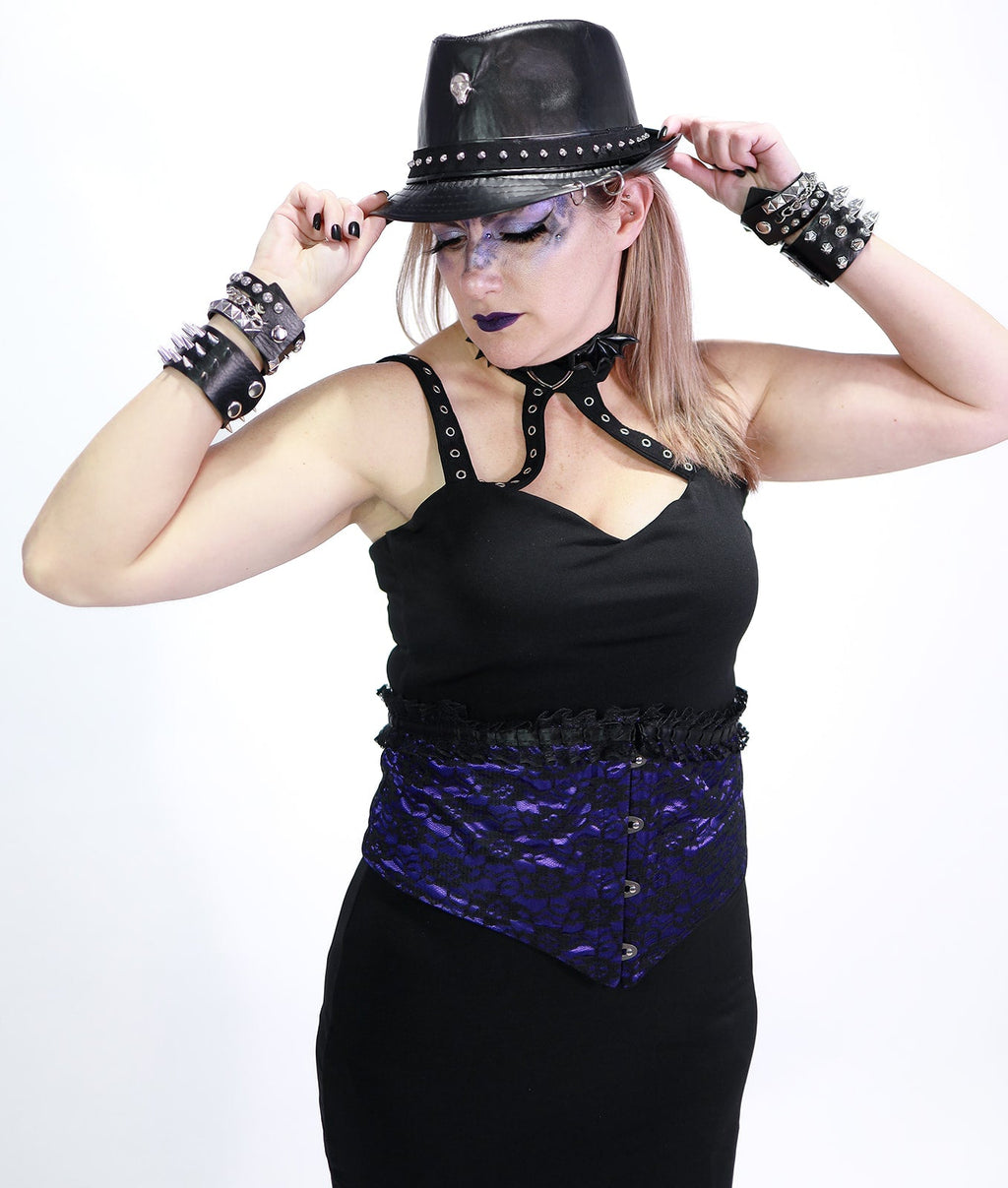 Rivet & Skull Vegan Leather Fedora Hat - Angel's House of Design Co.