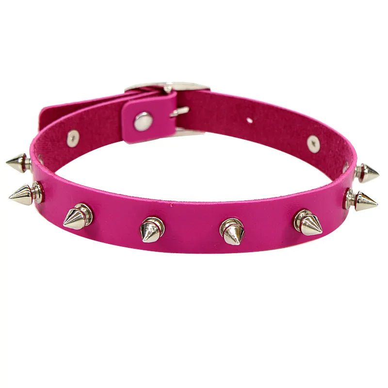 Rock Punk Spiked Alloy Choker PINK - Angel's House of Design Co.