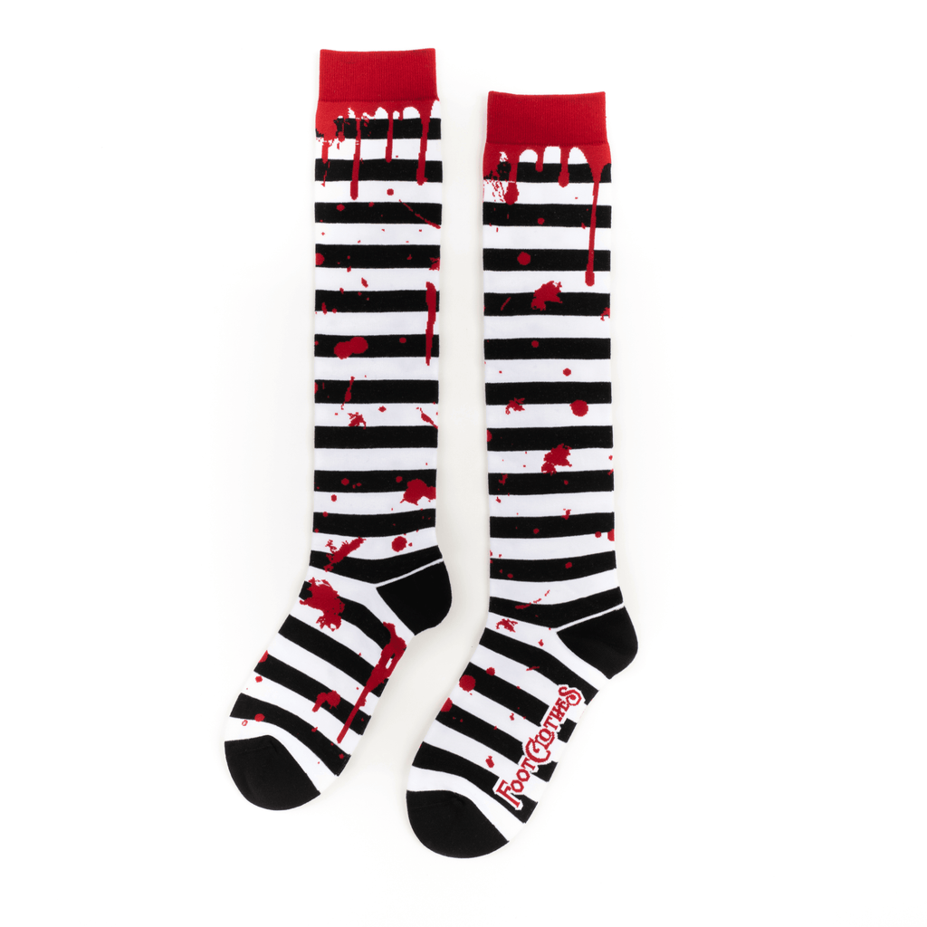 Sanguine Stripes Blood Spatter Knee High Socks - Angel's House of Design Co.