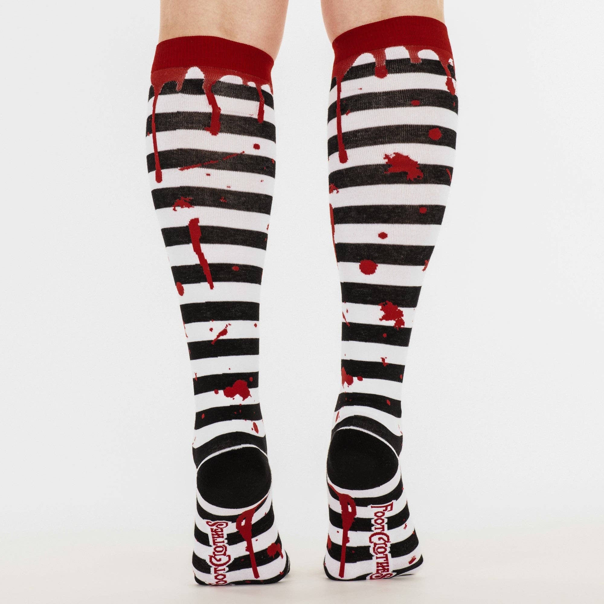 Sanguine Stripes Blood Spatter Knee High Socks - Angel's House of Design Co.