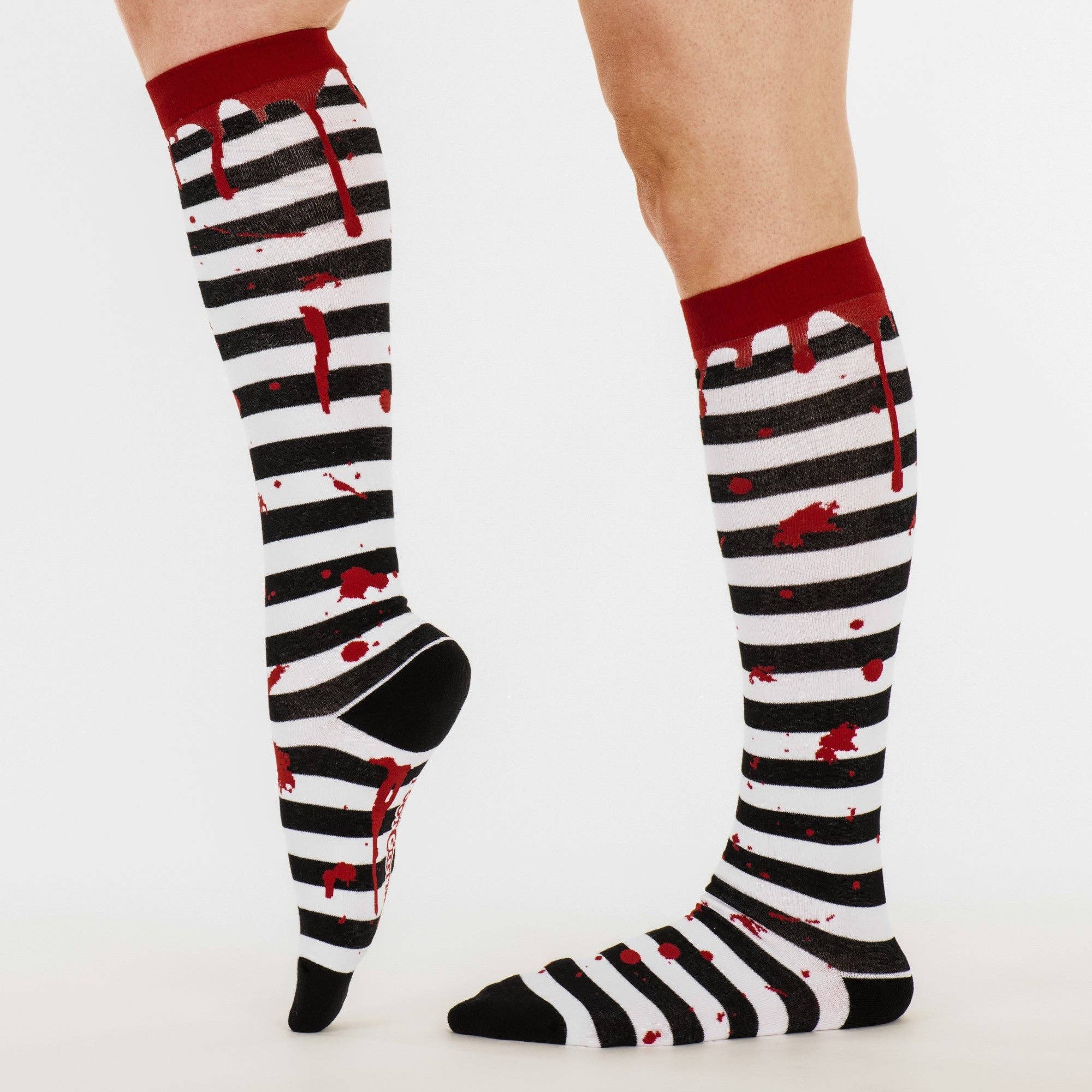Sanguine Stripes Blood Spatter Knee High Socks - Angel's House of Design Co.