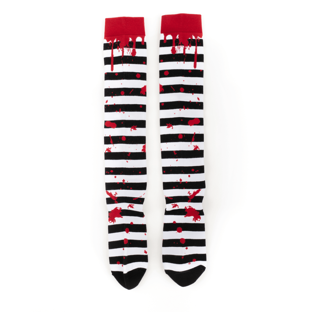 Sanguine Stripes Blood Spatter Knee High Socks - Angel's House of Design Co.