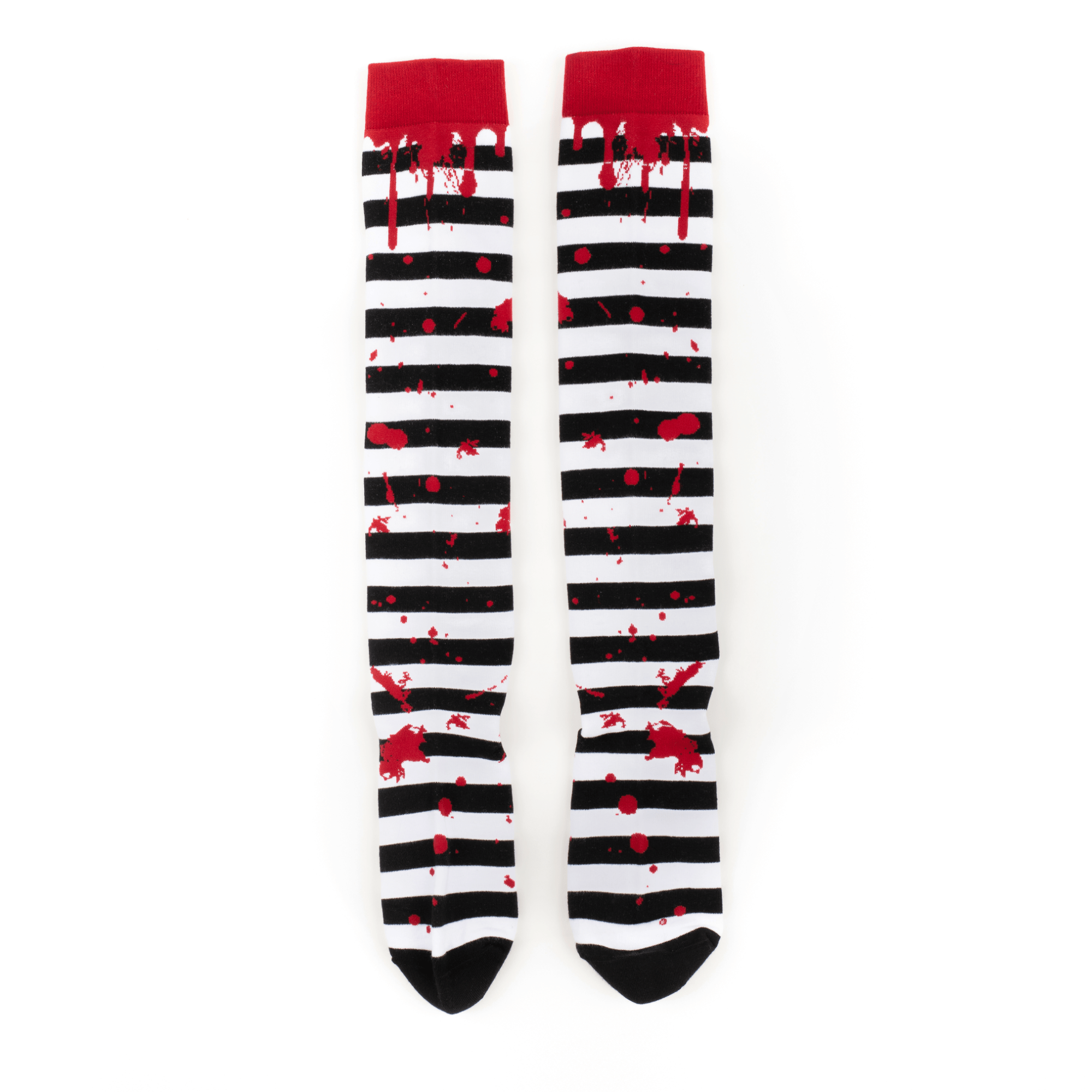 Sanguine Stripes Blood Spatter Knee High Socks - Angel's House of Design Co.
