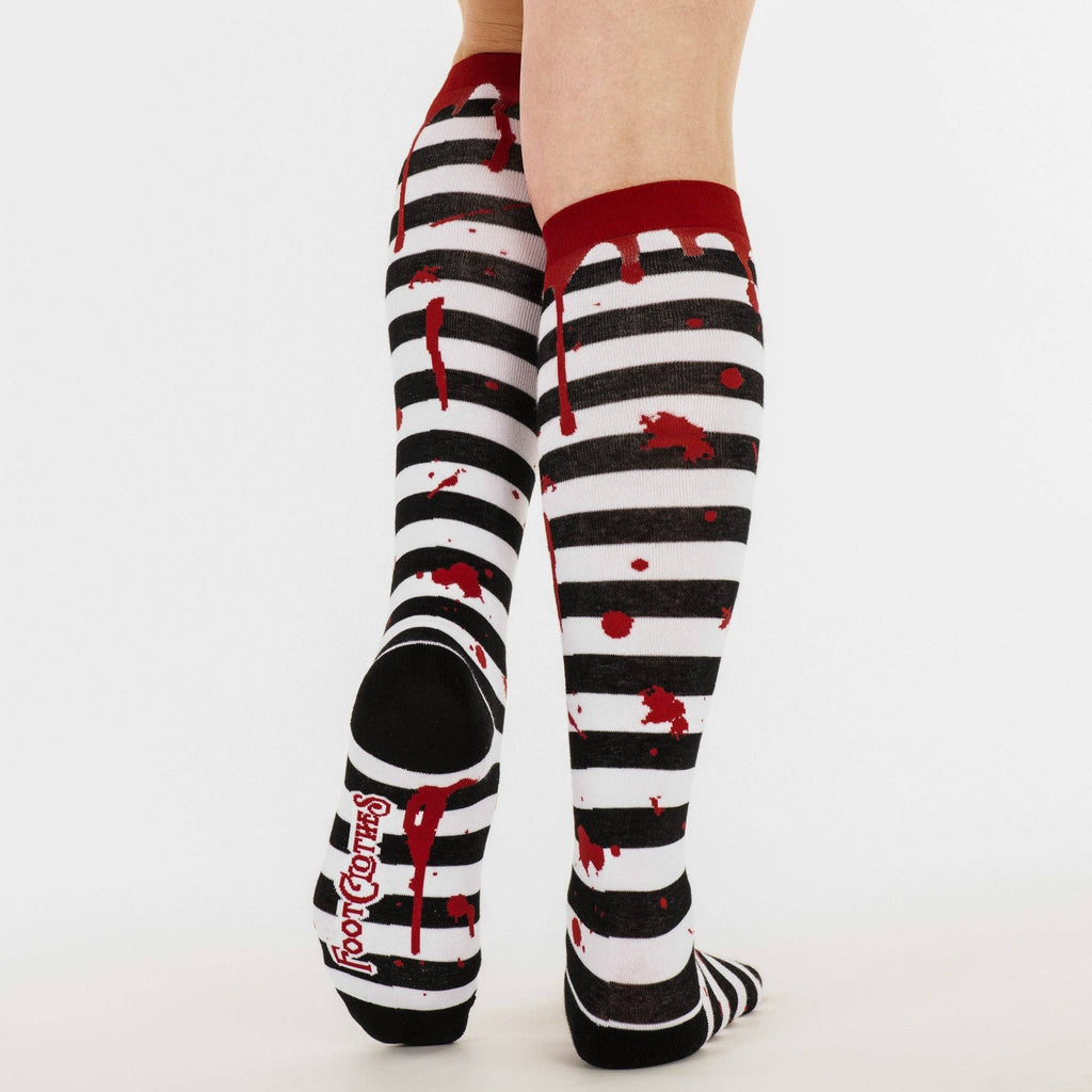 Sanguine Stripes Blood Spatter Knee High Socks - Angel's House of Design Co.