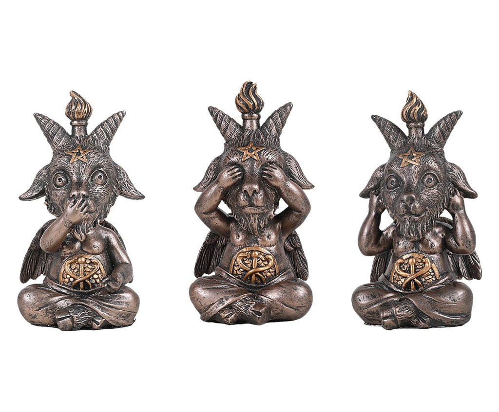 See, Speak, Hear No Evil Little Baphomets (set of 3) - Angel's House of Design Co.