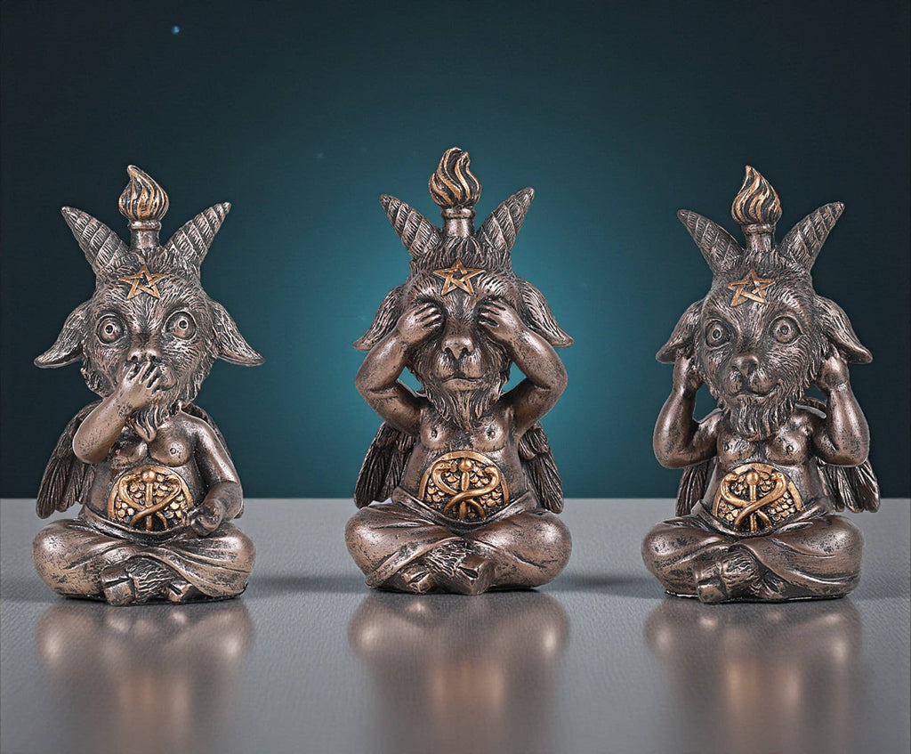See, Speak, Hear No Evil Little Baphomets (set of 3) - Angel's House of Design Co.
