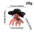 Severed Hand Hair Clip Black Satin Bow Spider Rose - Angel's House of Design Co.