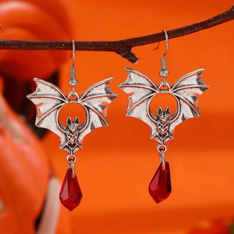 Silver Bat Drop Earrings - Angel's House of Design Co.