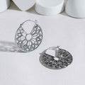 Silver Cathedral Rose Window Hoop Earrings 32x30mm - Angel's House of Design Co.