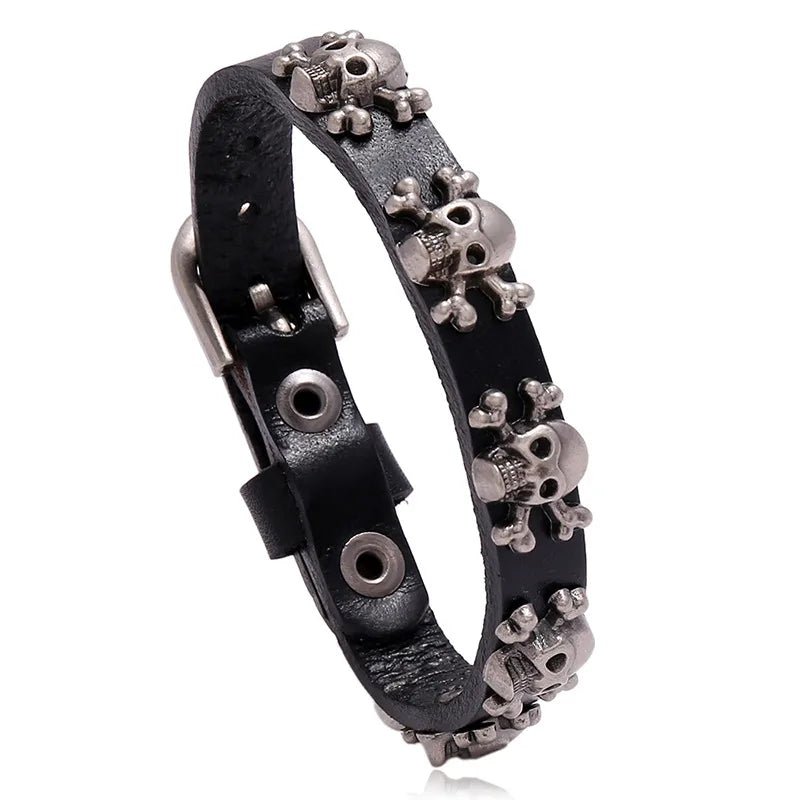Skull and Crossbone PU leather Bracelet - Angel's House of Design Co.