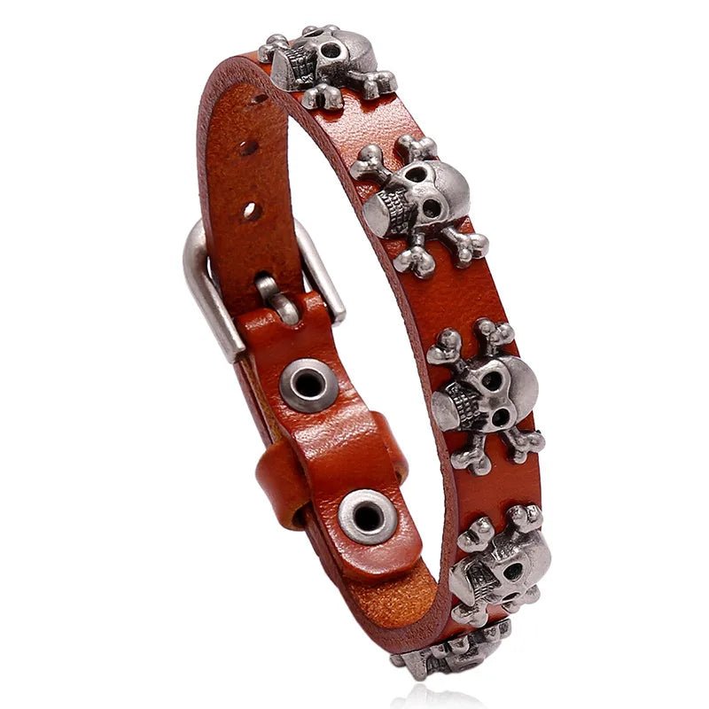 Skull and Crossbone PU leather Bracelet - Angel's House of Design Co.