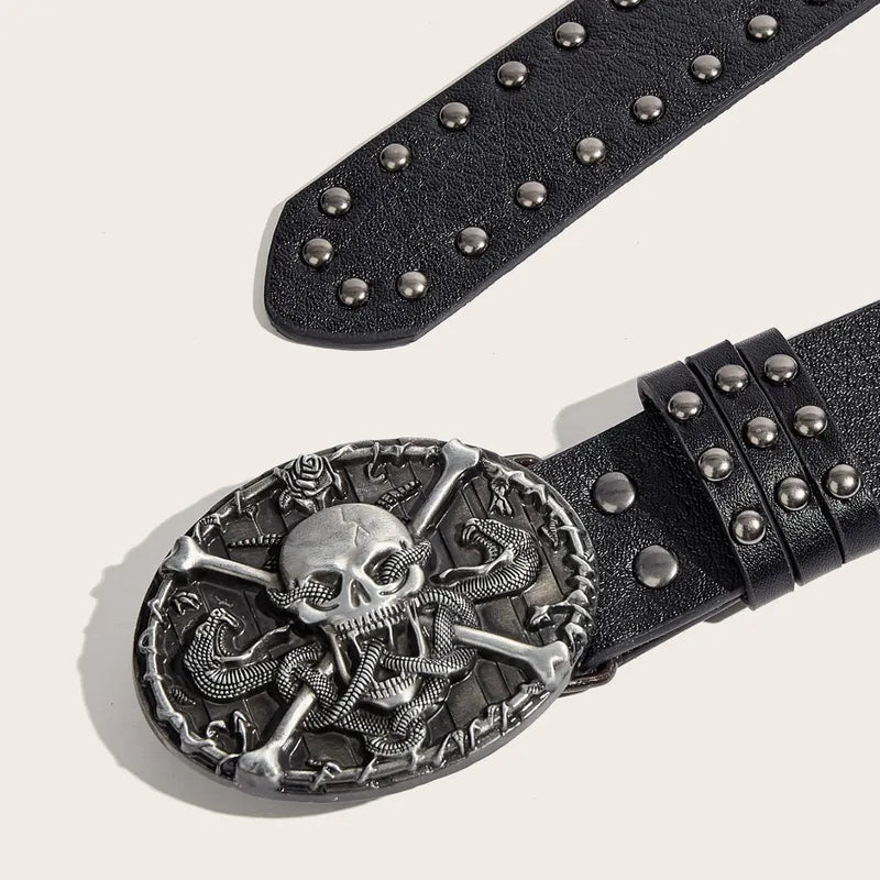 Skull and Crossbones with Snakes Unisex Belt - Angel's House of Design Co.