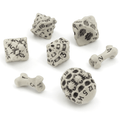 Skull & Bone Full 7 Dice Set - Cleaned Bone White - Angel's House of Design Co.
