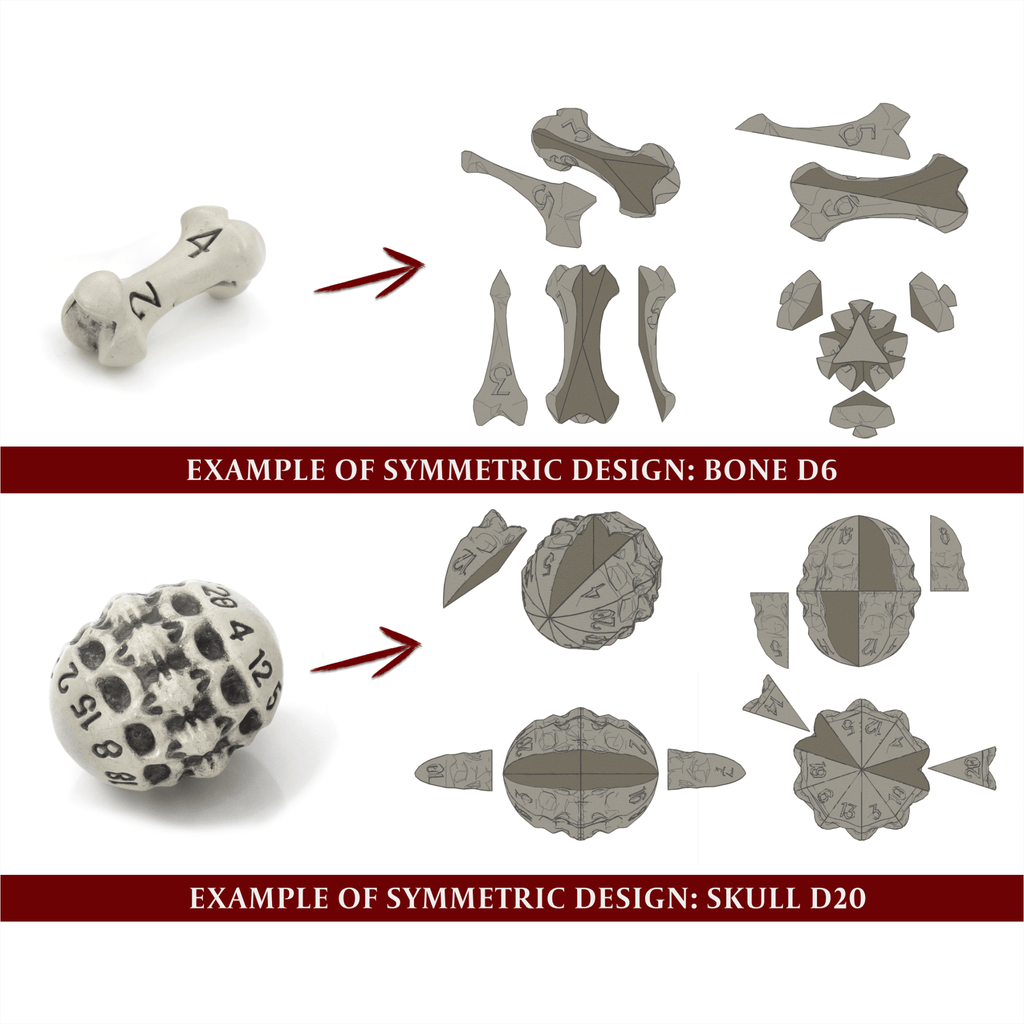 Skull & Bone Full 7 Dice Set - Cleaned Bone White - Angel's House of Design Co.