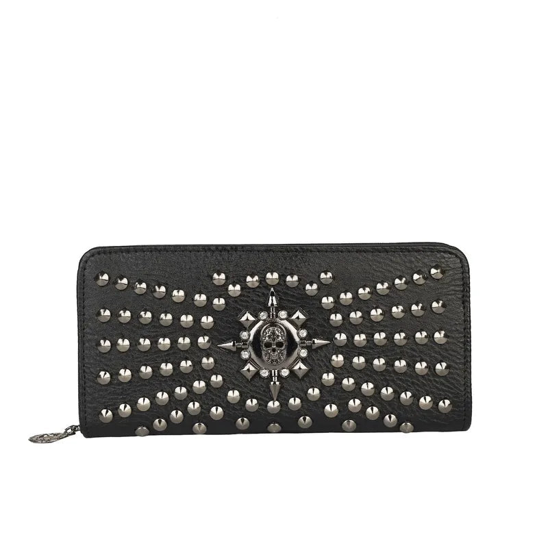 Skull Clutch/Wallet with Studs and Rhinestones - Angel's House of Design Co.