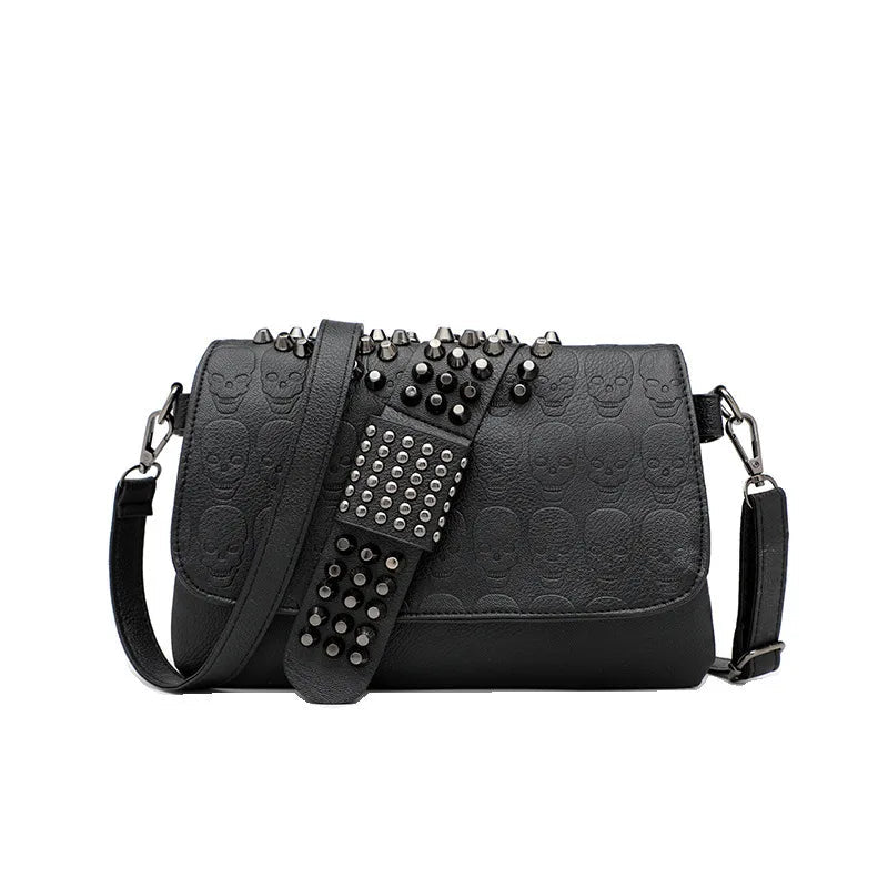 Skull Embossed Handbag with Studs and Spikes - Angel's House of Design Co.