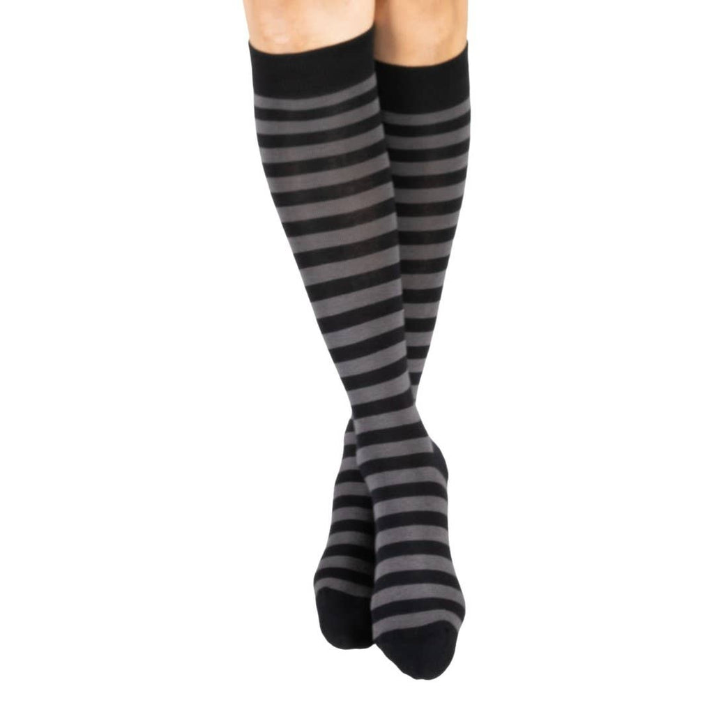 Smoke and Black Stripes Knee High Socks - Angel's House of Design Co.