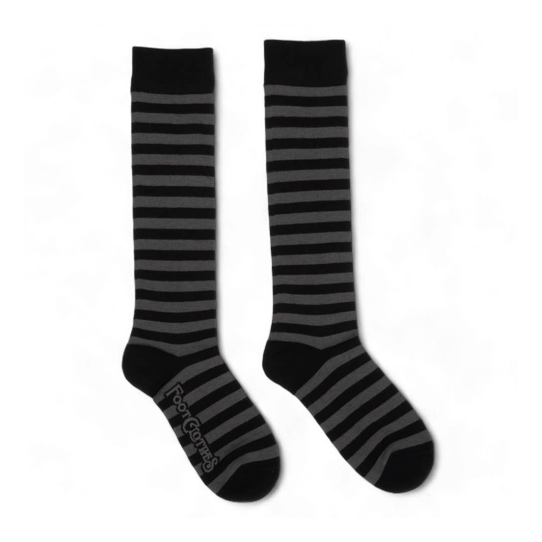 Smoke and Black Stripes Knee High Socks - Angel's House of Design Co.