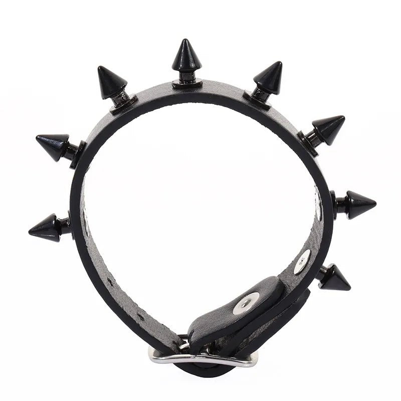 Spike Black Leather Bracelet - Angel's House of Design Co.