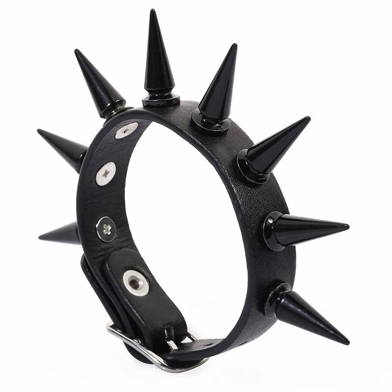 Spike Black Leather Bracelet - Angel's House of Design Co.