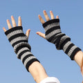 Striped Arm Warmer Fingerless Gloves in Multiple Colors - Angel's House of Design Co.