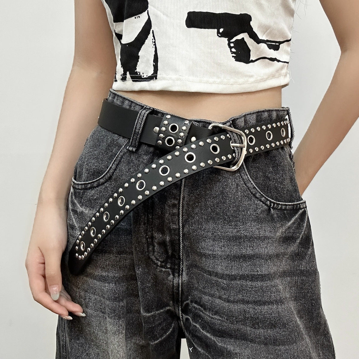 Studded Belt with Oversized Grommets - Angel's House of Design Co.