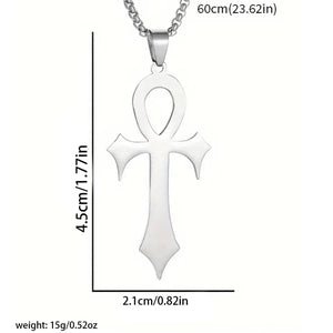 Stylized Ankh Necklace in Stainless Steel - Angel's House of Design Co.