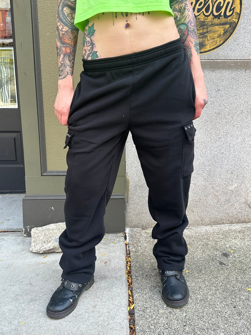 Sweatpants with eyelet trim - Angel's House of Design Co.