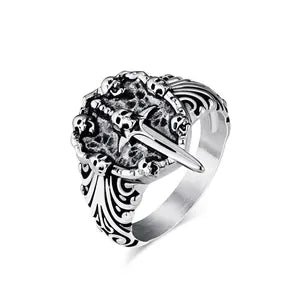 Sword and Shield Ring in Steel Metal - Angel's House of Design Co.