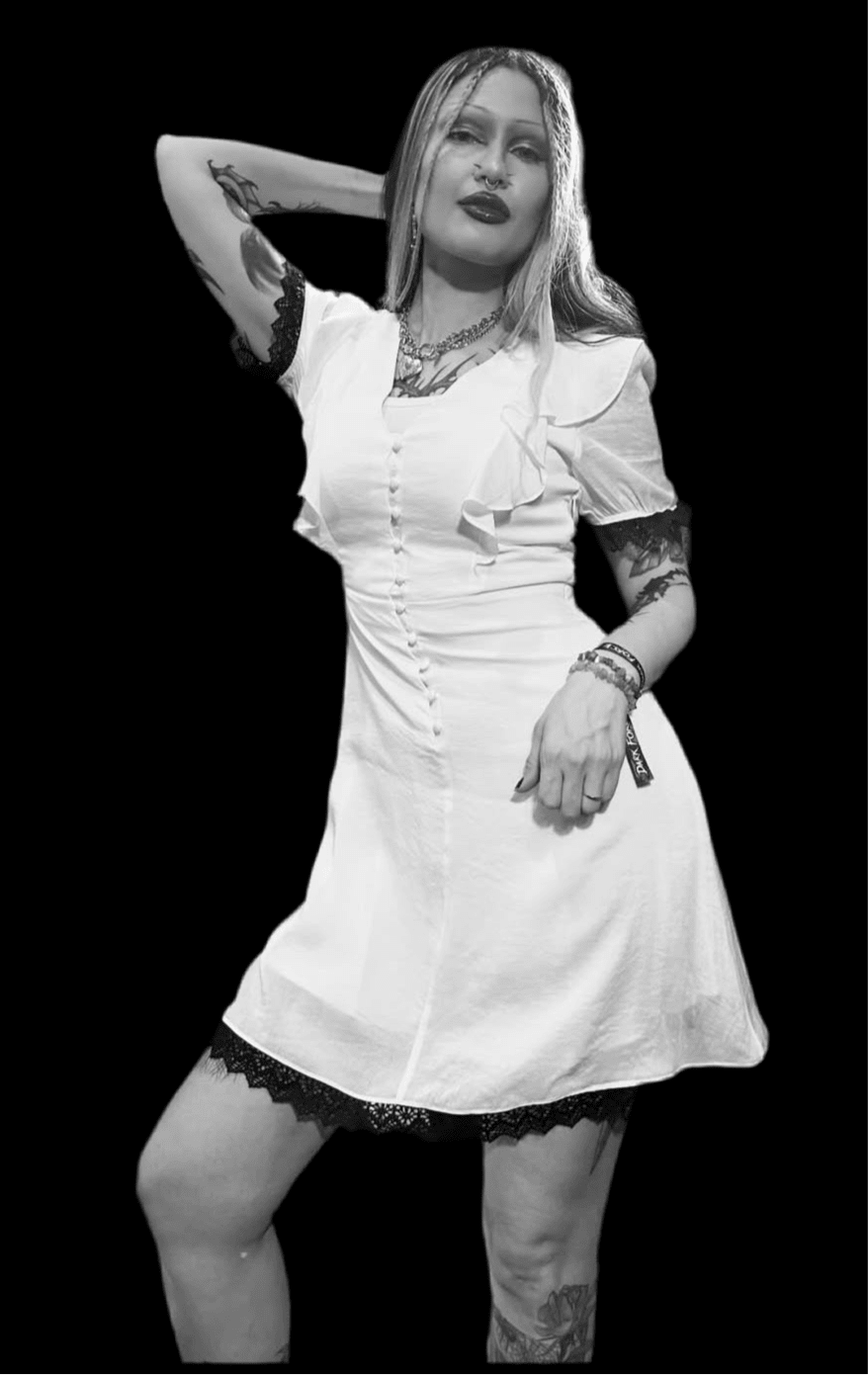 Tea Time with Grim White Dress Black Lace Trim - Angel's House of Design Co.