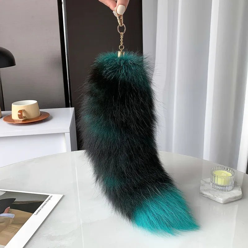 Teal Fox Tail with Key Ring - Angel's House of Design Co.