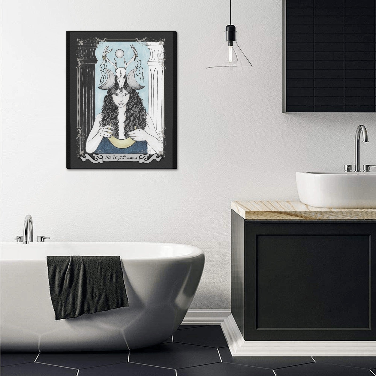 The High Priestess Tarot Art Canvas Print 16"x20" Original Art - Angel's House of Design Co.