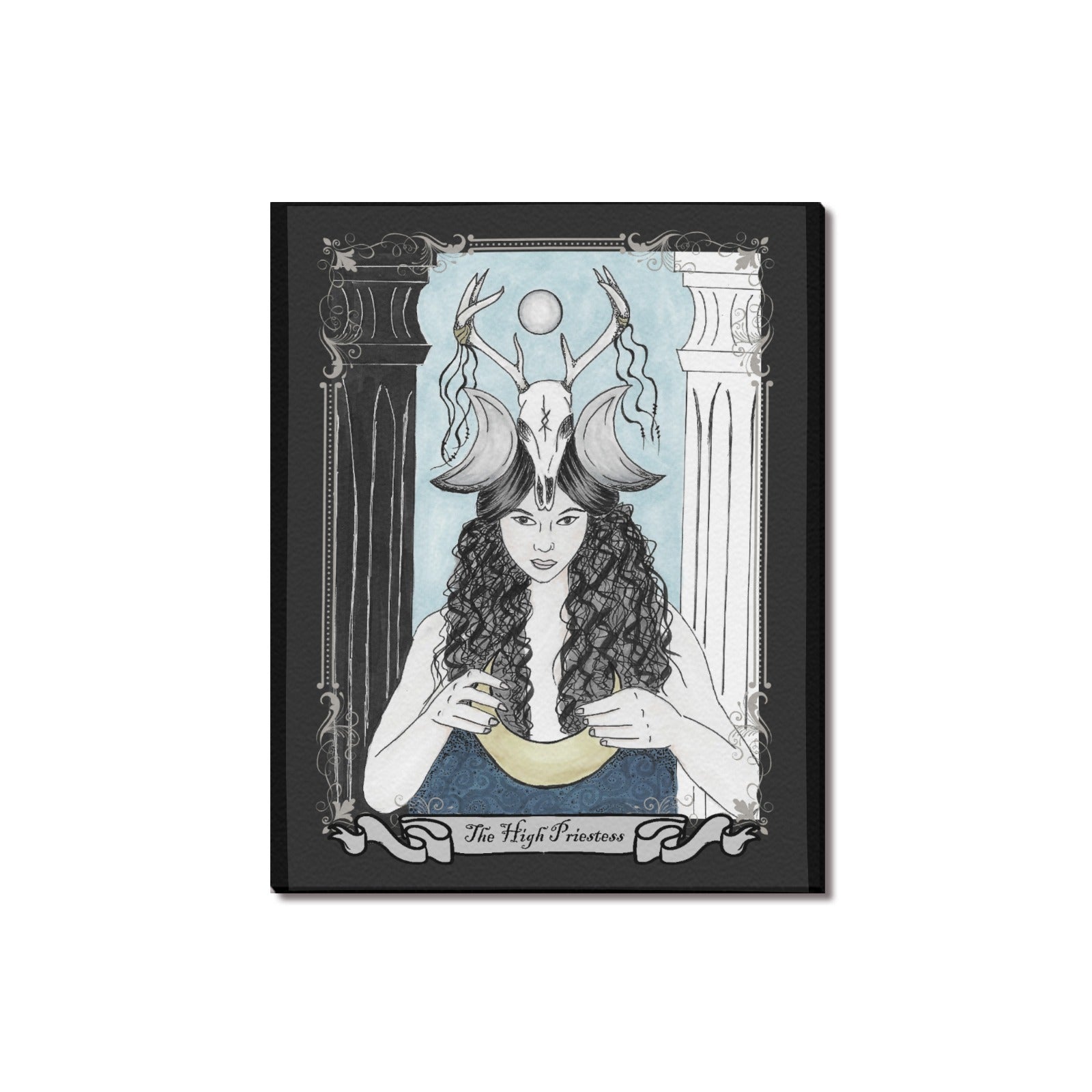 The High Priestess Tarot Art Canvas Print 16"x20" Original Art - Angel's House of Design Co.