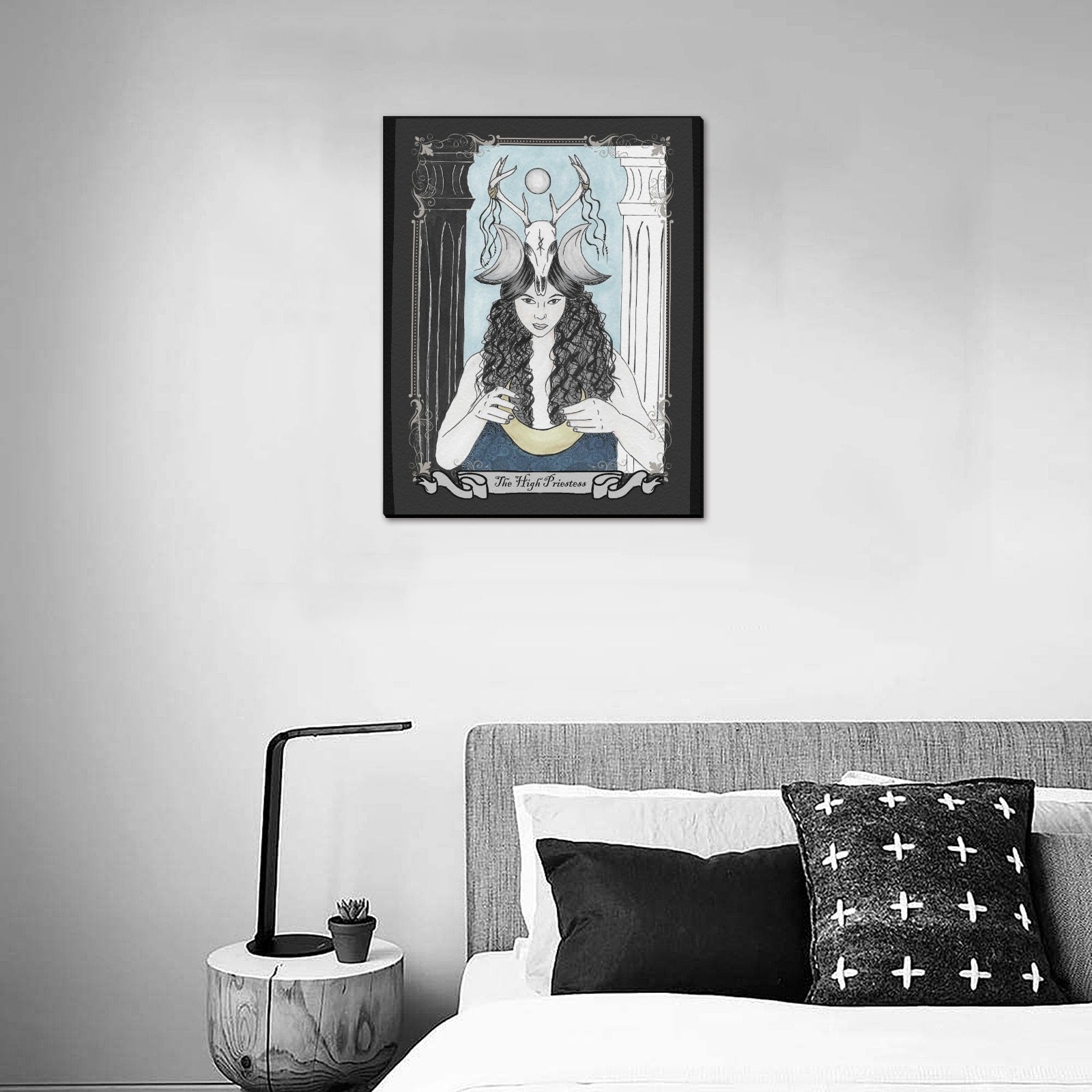 The High Priestess Tarot Art Canvas Print 16"x20" Original Art - Angel's House of Design Co.