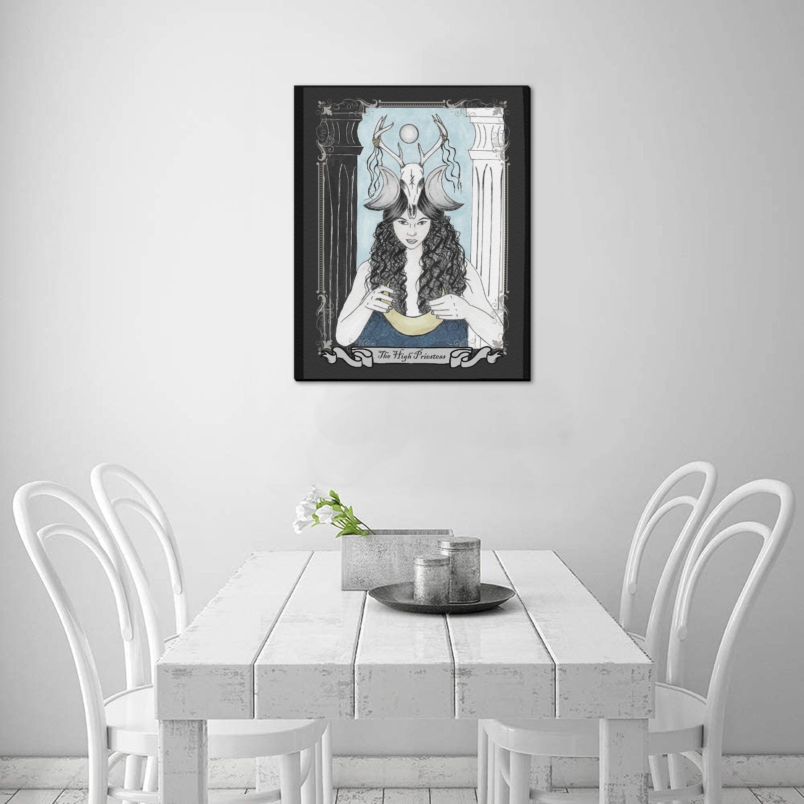 The High Priestess Tarot Art Canvas Print 16"x20" Original Art - Angel's House of Design Co.