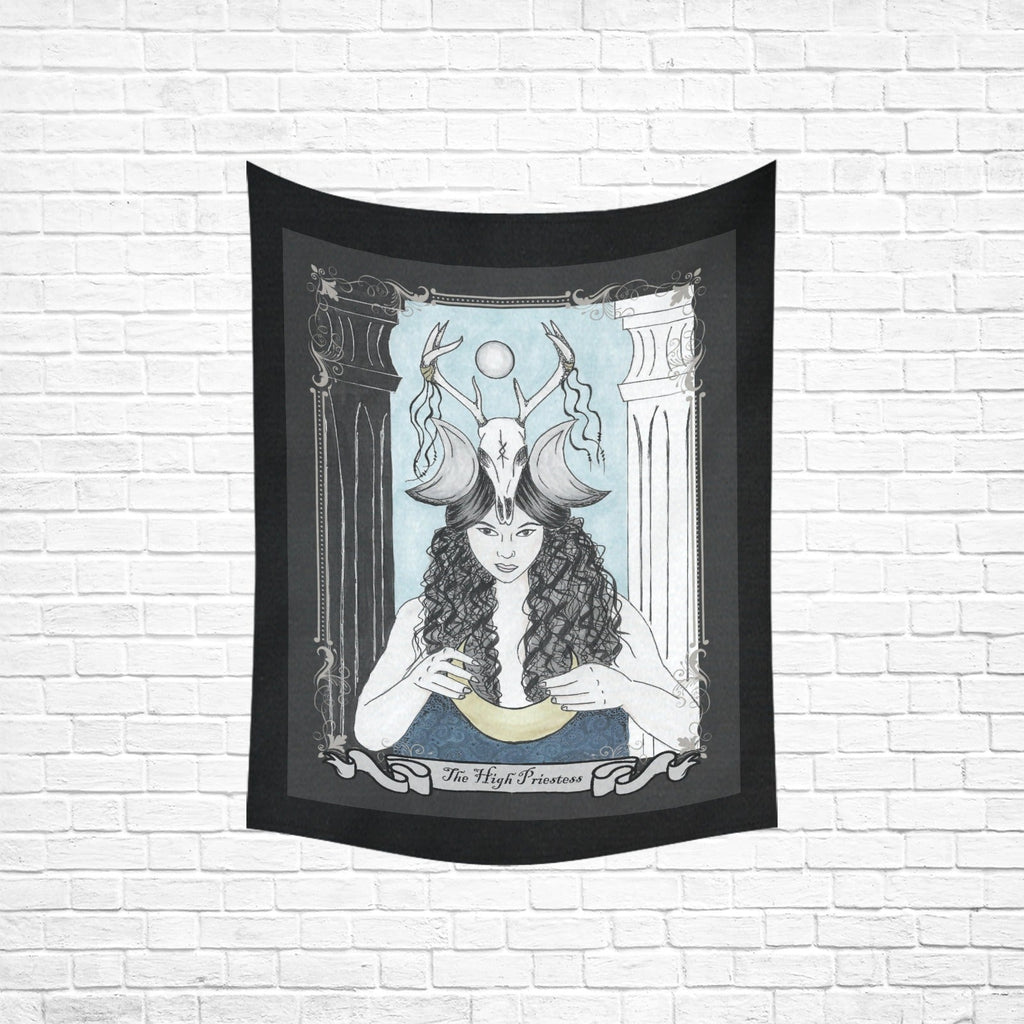 The High Priestess Tarot Art Cotton Linen Tapestry 30"x 40" - Angel's House of Design Co.