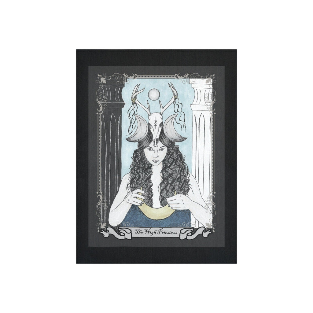 The High Priestess Tarot Art Cotton Linen Tapestry 30"x 40" - Angel's House of Design Co.