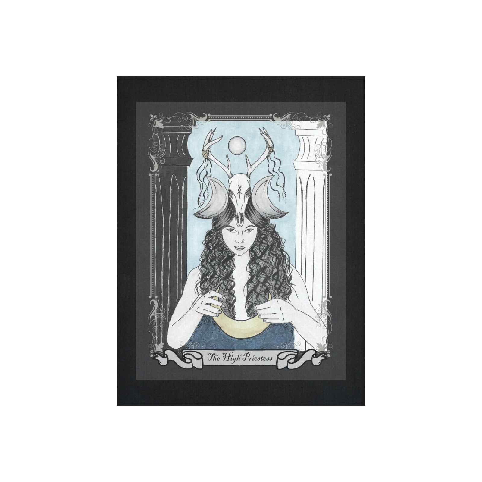 The High Priestess Tarot Art Cotton Linen Tapestry 30"x 40" - Angel's House of Design Co.
