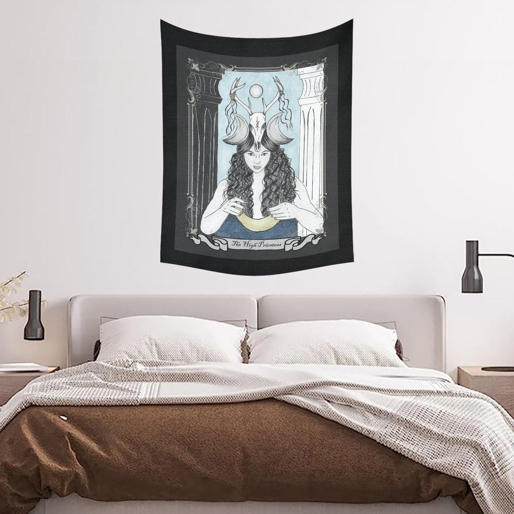 The High Priestess Tarot Art Cotton Linen Tapestry 30"x 40" - Angel's House of Design Co.